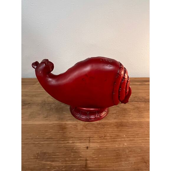 Ganesha in Conch Shell Statue – Red Resin Hindu Deity Figurine Spiritual Decor - Picture 5 of 12